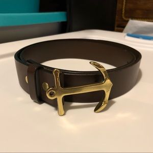 Vineyard Vines Leather/Brass Anchor Belt